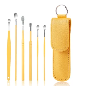 6Pcs Colorful Stainless Steel Earpick Set Earwax Removal Tool Ear Cleaner