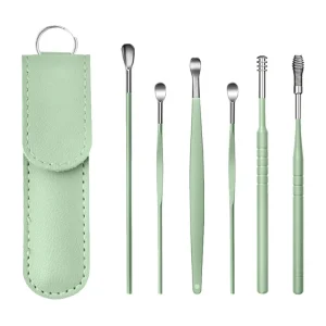 6pcs Black Ear Cleaning Tool Earpick Set Ear Pick Earwax Removal Kit