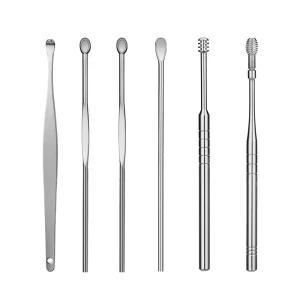 6pcs Customize Ear Pick Earwax Removal Kit Earpick Set Professional Ear Cleaning Tool Set with case