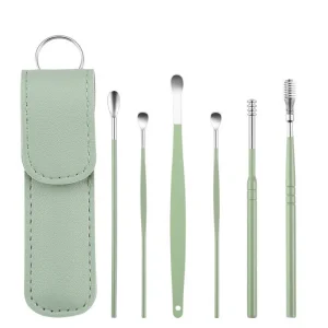 6pcs Ear Cleaning Tool Kit Stainless Steel Earpick Sticks Ear Cleanser Spoon Earwax Remover Ear Pick Tool