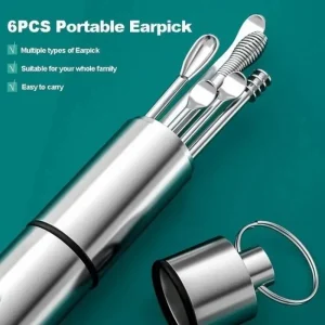 6pcs Ear Wax Pickers Cleaning Wax Remover Curette Ear Pick Cleaner Ear Spoon Care Stainless Steel Earpick