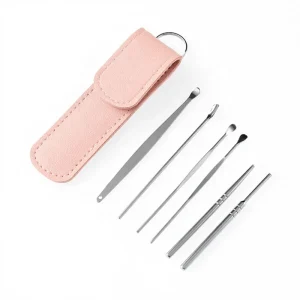 6pcs Stainless Steel Earpick Sticks Ear Cleanser Spoon Earwax Remover Ear Pick Ear Cleaning Tool Kit