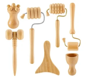 7 Pcs Facial Wood Therapy Massage Roller Set Wooden Face Sculpting Set for Aging Wrinkle Relief Kit