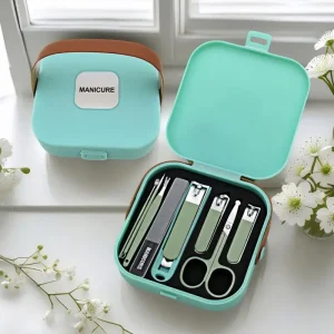 7 Pcs Stainless Steel Pink or Green Manicure Set Nail Clippers & Pedicure Care Files Personal Care Tools