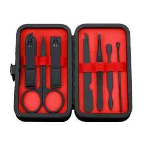 7 Piece Stainless Steel Manicure & Pedicure Set with Black Nail Clipper