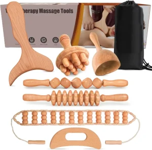 7 in 1 Wood Therapy Massage Brush Kit Perform Lymphatic Drainage Relax Muscles Relieve Pain Anti Cellulite Beauty