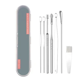 7Pcs set Ear Wax Pickers Stainless Steel Earpick Wax Remover Curette Pick Cleaner Spoon Care Ear Clean Tool