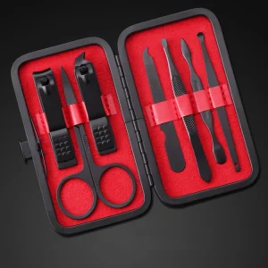 7pcs Set Home Beauty Personal Care Tools Mens Black Pedicure and Manicure Kit Finger Nail Clipper Set for Men