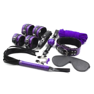 8 Pcs Body Massage Tools Couples Yoga Set Black Massage Tool Kits Adjustable Spread Bondage Kit (Purple)