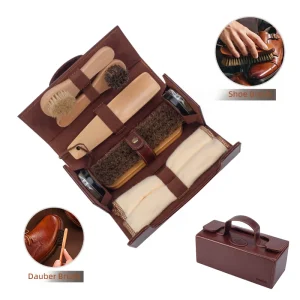 8pcs Travel Accessories Shoe Cleaning Kit Portable Shoe Shine Kit Professional Shoe Care Kit with PU Carry Case