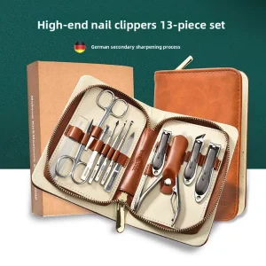 9pcs 13pcs Manicure Set Stainless Steel Men Personal Care Tools Accessories Finger and Toe Nail Clippers Kit with Travel Case
