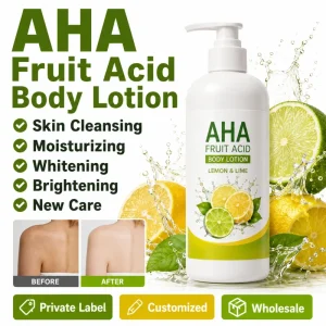 AHA Fruit Acid Body Lotion Skin Cleansing Moisturizing Whitening Brightening New Care Private Label Customized
