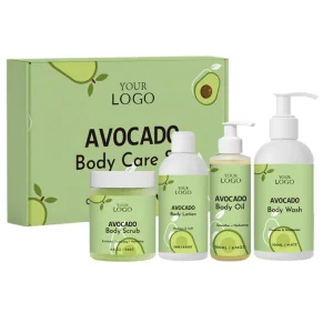 Add Your logo Avocado Beauty Skin Body Care Products Set with Lotion Scrub Body Oil Moisture Shrinks Pores Hydrate