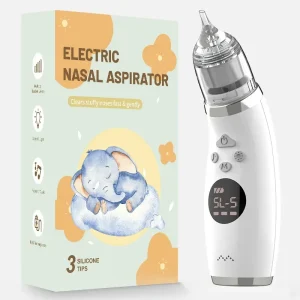 Adjustable Rechargeable Electric Nasal Aspirator Nose Cleaner 67 75KPa Suction 2.8 3.6L min Flow IPX6 Waterproof <58dB Nose