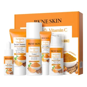 Adults’ Turmeric & Vitamin C Skincare Set OEM Serum Brightening Skin Lightening Spots Herbal Aloe Ingredients Face Body Use