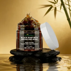 African Black Soap With Argan and Rose Vegan Skin Care Body Scrub Purifying Moroccan Black Soap