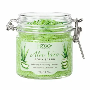 Aloe Vera Body Scrub Soothing & Hydrating Exfoliating Scrub for Sensitive Skin Sunburn Relief Removes Dead Skin