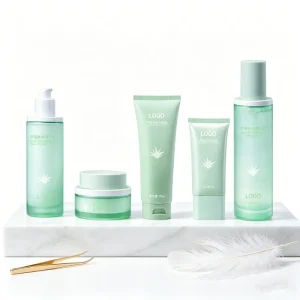 Aloe Vera & Hyaluronic Acid Hydrating Moisturizing Five Piece Skincare Set for Day and Night Body Use OEM Processing