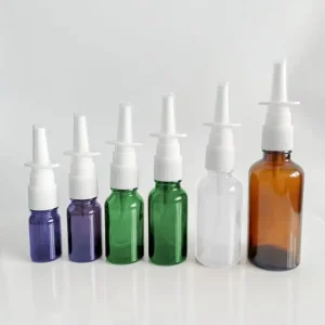 Amber Glass Nasal Spray Bottle 5ml 10ml 20ml Direct Spray with Fine Mist Nozzle 100pcs Screen Printed Carton Packed