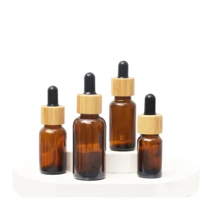 Amber Perfume Essential Oil Glass Dropper Bottle 5ml 10ml 15ml 20ml 30ml 50ml 100ml with Dropper Bamboo Lids