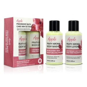 Apple Fruity Body Wash & Body Lotion Set Moisturizing & Refreshing Skin Care Duo Fresh Fruit Scent 100ml+100ml Travel Set