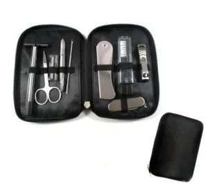 BE BEAUTY Classic Travel Personal Care Set Stainless Steel Heavy Duty Men’s Beard Shaving Shaper Kit Customizable Color Logo