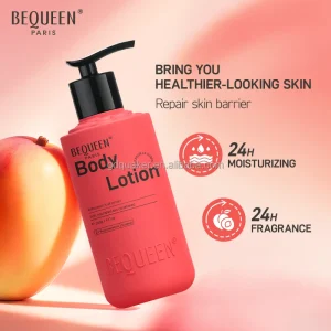 BEQUEEN Peach Mango Body Lotion Even Skin Tone Rose Scent Lotion Luxury Long Lasting Fragrance Body Moisturizer