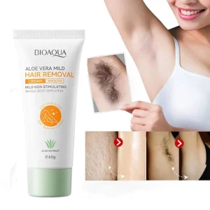 BIOAQUA Aloe Vera Natural Gentle Painless Hair Removal Cream Permanent Fast Body Hair Removal for Men Women