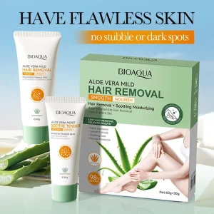 BIOAQUA Fast Aloe Vera Hair Removal Cream Gentle Painless Depilatory Cream for Armpit Leg Body Private Area Hair Removal