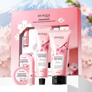 BIOAQUA Herbal Long Lasting Moisturizing and Nourishing Sakura Series Body Skin Care Set for Dry Skin