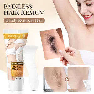 BIOAQUA Private Label Natural Rice Whiten Smooth Hair Removal Cream Underarms Legs Painless Gentle Hair Removal Cream