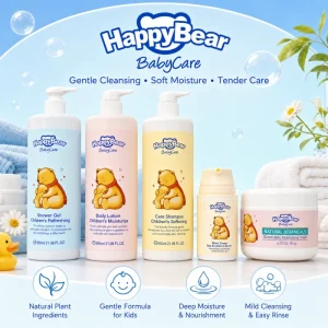 Baby Care Set Kids Bath & Body Care Products with Shower Gel Body Lotion Shampoo Sea Buckthorn Cream and Moisturizing Cream
