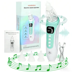Baby Electric Nasal Aspirator Nose Cleaner Adjustable Suction Low Noise Music Gentle Safe Booger Removal Comfortable Cleaning