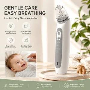 Baby Nasal Aspirator Electric Nose Cleaner USB Rechargeable Infant Nose Sucker Vacuum Nasal Cleaner for Newborns Toddlers