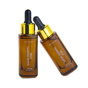 Bath Concept OEM Private Label Vegan Natural Black Bottle Shimmering Sun Tanning Oil with SPF30 Sun Tan Body Oil