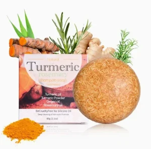 Beauty Cosmetics Skin Care Exfoliating and Whitening Turmeric Rosemary Solid Shampoo Soap