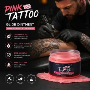 Before During & Post Tattoo Safe Natural Tattoo Aftercare Cream Lotion Pink Tattoo Ointment for Artists and Aftercare