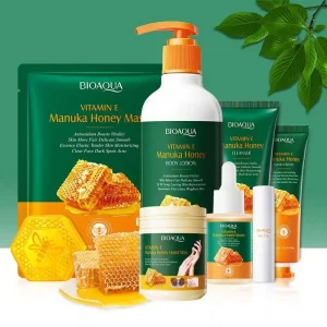 Bioaqua Face Serum Vitamin E Honey Bath Soap Series Moisturizing Lip Balm Body Lotion Exfoliating Hand Wax Skin Care Set