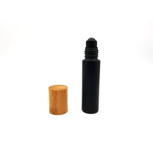 Black Empty Perfume Oil Roll On Glass Bottle with Screw Cap and Roller for Body with Box 10ml Screen Printed