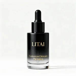 Black Gradient Glass Essential Oil Dropper Bottle Flat Shoulder Hair Oil Packaging 30ml 50ml 60ml 80ml 100ml Serum Glass Bottle