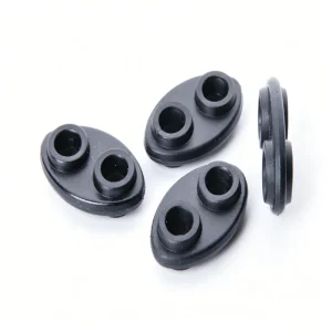 Black Matte POM Double Raised Hole Oval Reinforcement Plates Durable Plastic Connection Patches for Bags