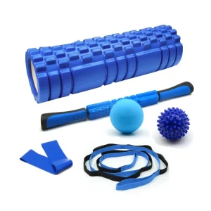 Blue Fascia Massage Yoga Kit Myofascial Release Tool Fascia Roller Set Massage Ball Strap 45cm Foam Roller Mobility Set