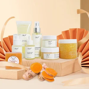 Body Face Bleaching Skin Care Set Turmeric Soap Scrub Serum Oil Whitening Brightening Turmeric Cream