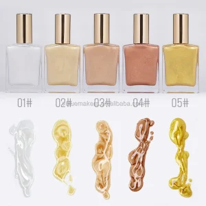 Body Glitter Oil Highlighter Private Label Vegan Shine Face and Body Oil Brighten Glow Liquid Glitter Bling Body Shimmer Oil