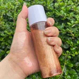 Body Glitter Spf Body Shimmer Oil Private Label Custom Highlighter Makeup Bronzer Skin Glow Liquid Body Shimmer Oil