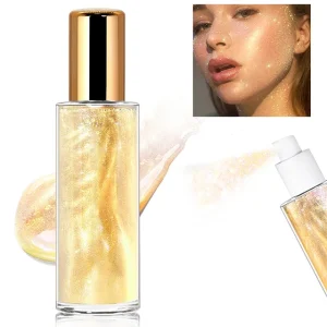 Body Glitter Spray Moisturizing Bronze Body Shimmer Luminizer Glow Illuminator Quick Drying and Non Sticky