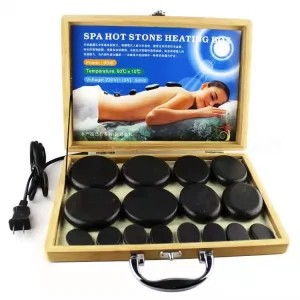 Body Relax Spa Electric Massage Tool Bamboo Hot Stone Massage Set for Sale Factory Supply with Aluminum Warmer Heating Box