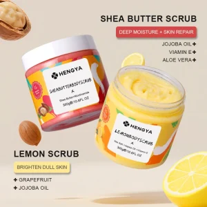 Body Scrub Private Label Skin Care Organic Strawberry Shea Butter Hyaluronic Acid Moisturizing Natural Exfoliating Sugar