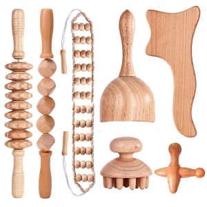 Body Shaping Contouring Cellulite Massage Set Wood Therapy Massager Rolling Stick