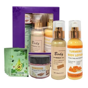 Body Shimmer Cream Makeup Vegan Tanning Oil Organic Body Butter Turmeric Body Lotion Makeup Remover Towelettes Set